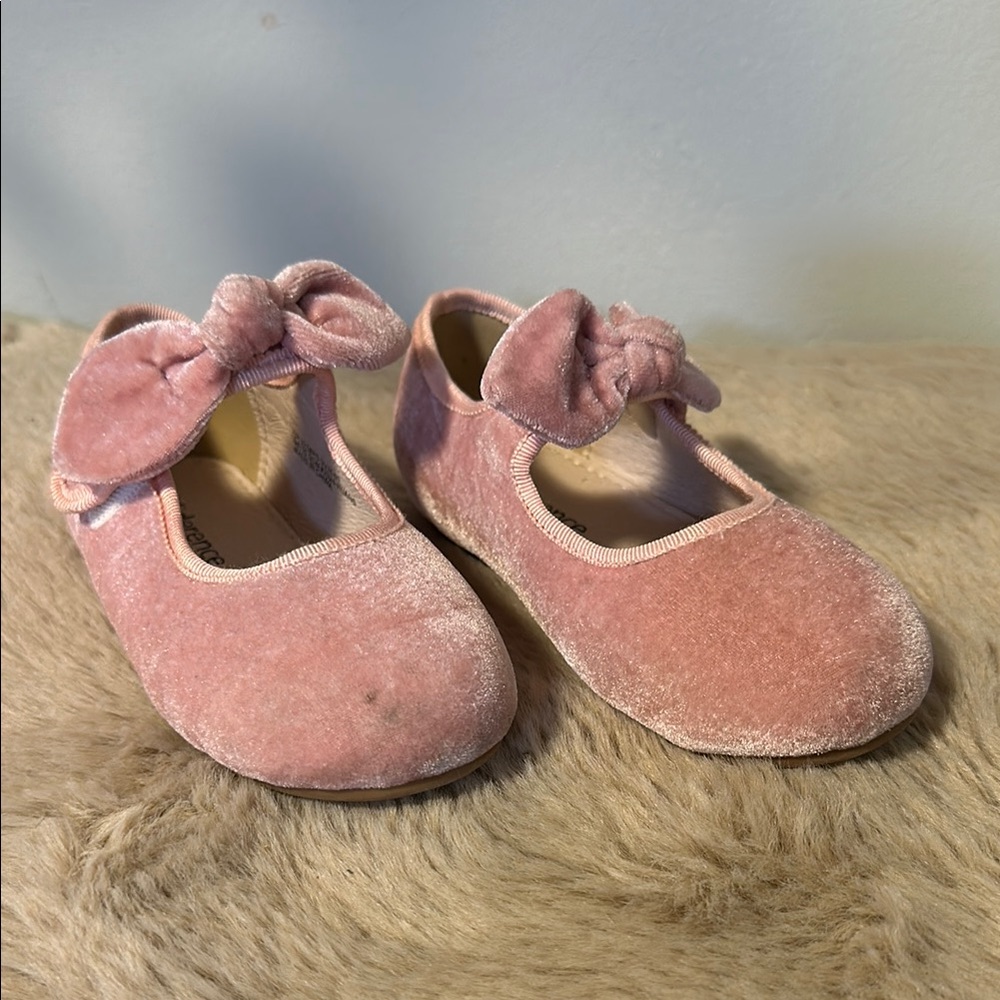 Pink Velvet Kids Shoes with Bow size 9